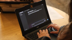 A junior at Bonner Springs High School uses MagicSchool to type in how they can use slope-intercept form for their future careers on Monday Aug. 31, 2026.