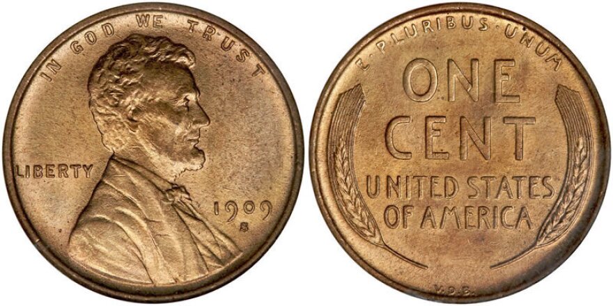 front and back of an early Lincoln one cent coin
