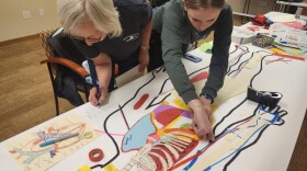 Lake City resident Lori Stewart, left, and Rowan McNeese, right, in the classroom at the Lake City Medical Center.