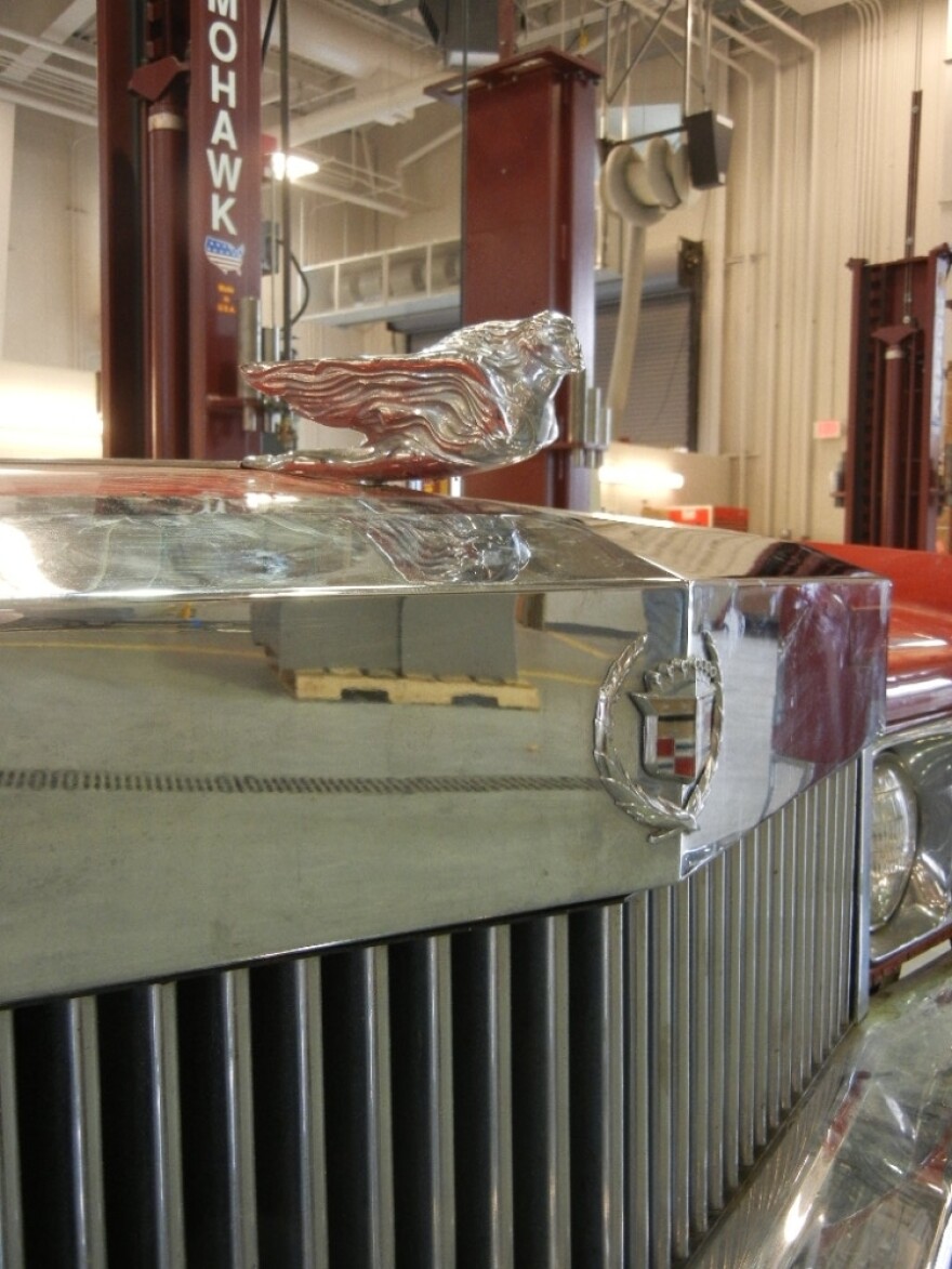 The hood ornament on Chuck Berry's 1973 Eldorado is the factory original — "amazing," Smithsonian fleet manager Bill Griffiths says.