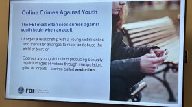 A slide from an FBI Special Agent's presentation on sextortion at the Unalaska Public Library during the Aleutian Region Conference in August.