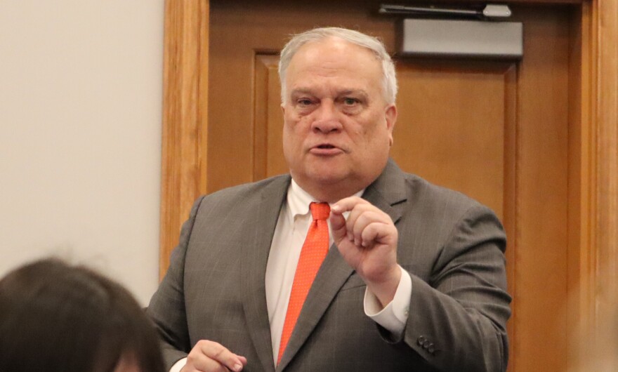 Senate President Robert Stivers, a Republican from Manchester, speaks on a resolution on the Senate floor during the final days of the 2026 legislative session.