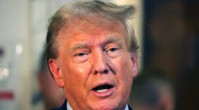 Former President Donald Trump makes a statement at the end the first day of his civil fraud trial at New York State Supreme Court in New York City.