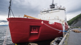 The Healy is 420 feet long — about half the length of Kodiak’s Pier 2, August 25, 2023. (Brian Venua/KMXT)