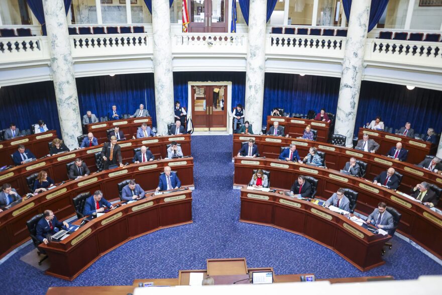 Senators and Representatives work on bills Monday, March 16, 2026, at the State Capitol Building in Boise.