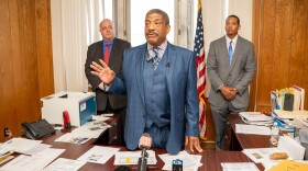 Lateek Shabazz held his first press conference as East Cleveland mayor on July 17, 2025. A split decision from an Ohio Court of Appeals ruled the City Council president would take over after Brandon King was convicted of corruption charges.