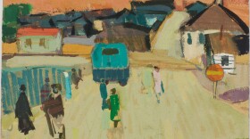 Felix Lembersky, Workers’ Town, Nizhny Tagil, the Urals, 1958, gouache on paper. (Courtesy)