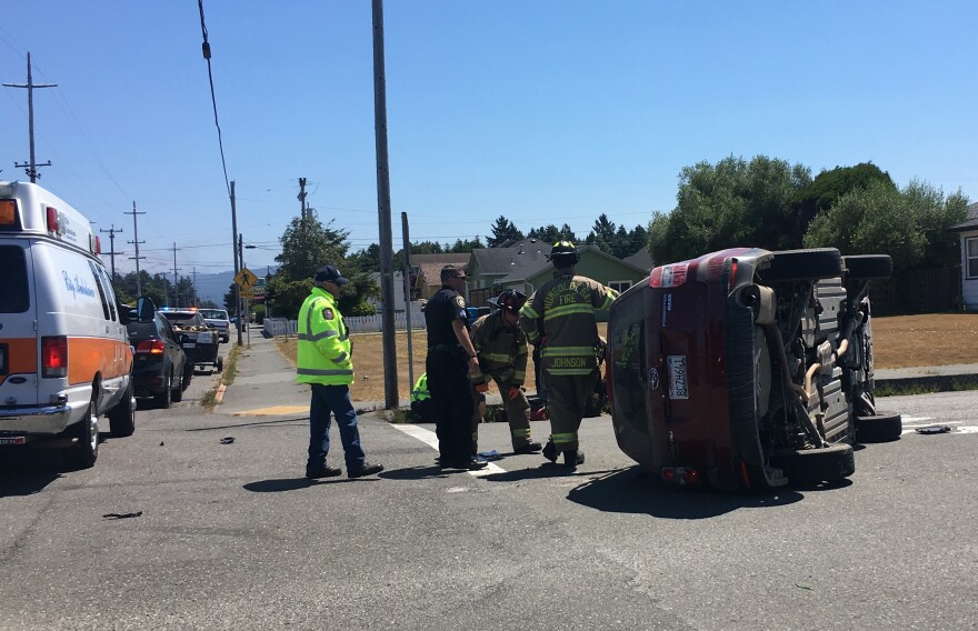 EPD and HBF respond to a rollover collision in Eureka in 2018 | Photo by Stephanie McGeary