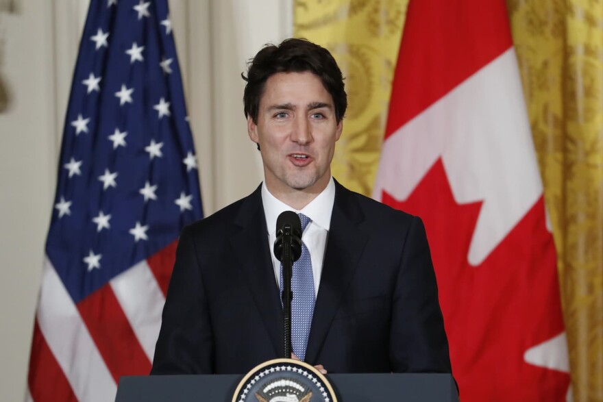 President Donald Trump and Canadian Prime Minister Justin Trudeau during a joint news conference in the East Room of the White House in Washington, Monday, Feb. 13, 2017. (Pablo Martinez Monsivais/AP)