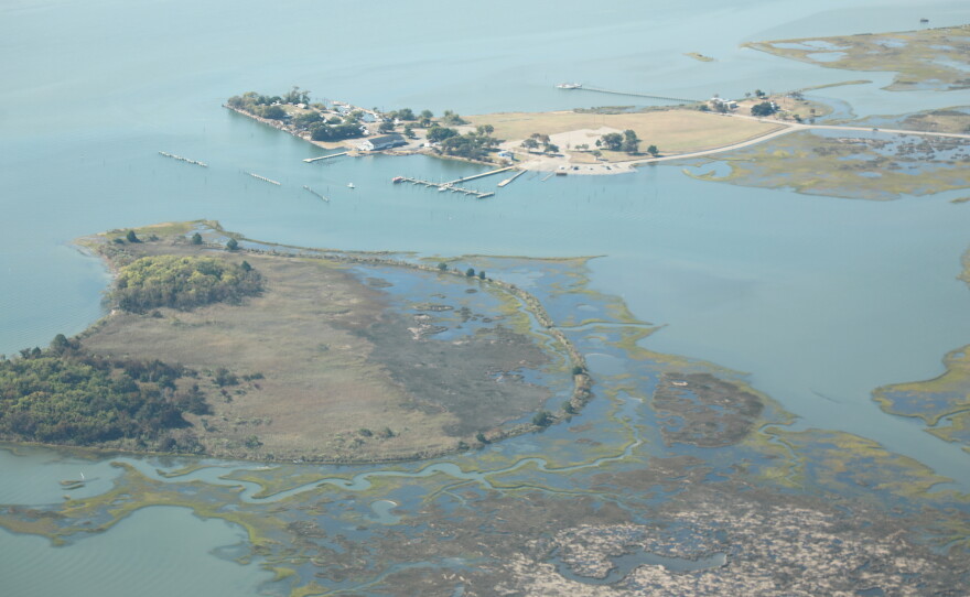 Front Cove in Poquoson as high tide approaches on Sept. 30, 2026, as seen during an aerial survey with Southwings.