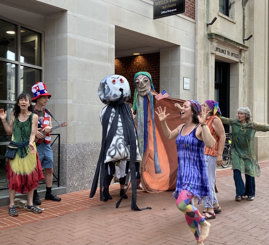 The Uprise Creative Collective performs on Charlottesville's downtown mall.
