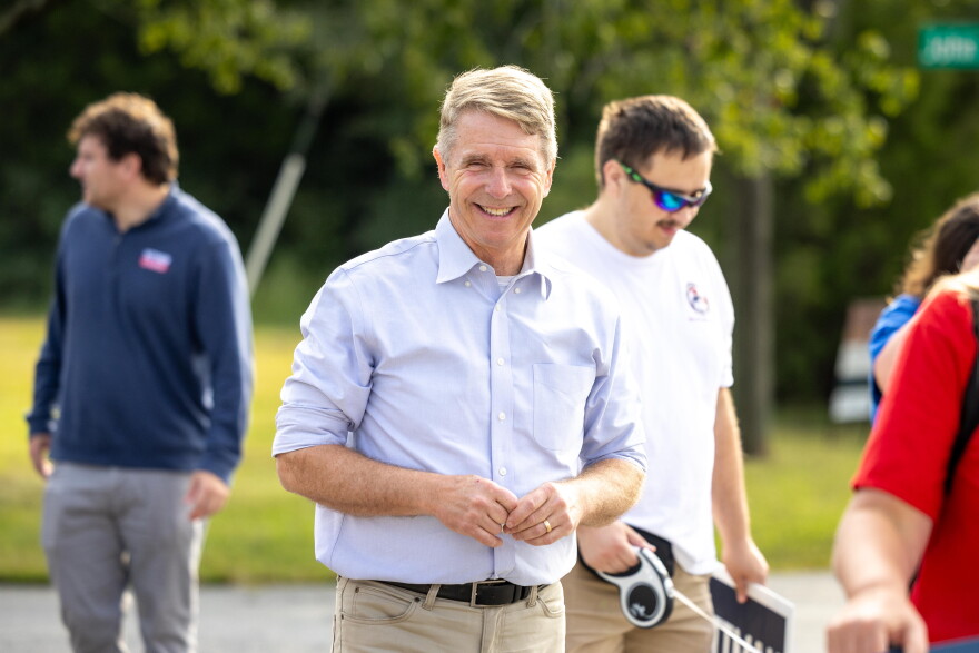 Rep. Rob Wittman, R-Va., speaks with supporters before the 30th annual Glen Allen Day parade on Saturday, Sept. 19, 2026, in Glen Allen, Va.