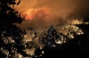 Wildfire burning at night