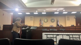 Audrey Davis addresses the Allen County Commissioners during a public hearing in Citizen Square on Friday, February 25, 2022 about upgrades or changes to the jail.