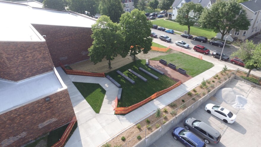 North Division's amphitheater during construction.