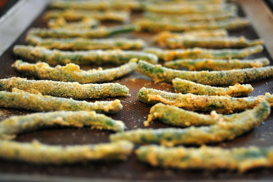 Cornmeal-crusted green beans from the <em>Cheap and Good</em> cookbook.