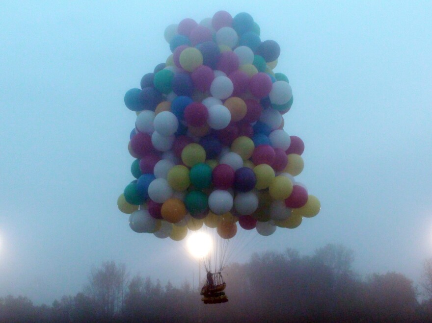 Jonathan Trappe lifted off Thursday from Caribou, Maine. He had to give up his trans-Atlantic trip about 350 miles later.