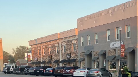 The parking area on the south side of the downtown Washington square was added Tuesday by the city to an IDOT resurfacing project on U.S. Business Route 24 in the square.