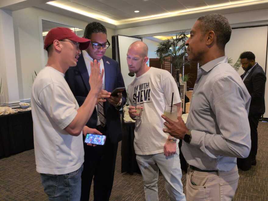 Shevrin Jones supporters watch polls closely at the Miami Shores Country Club on August 18, 2026.