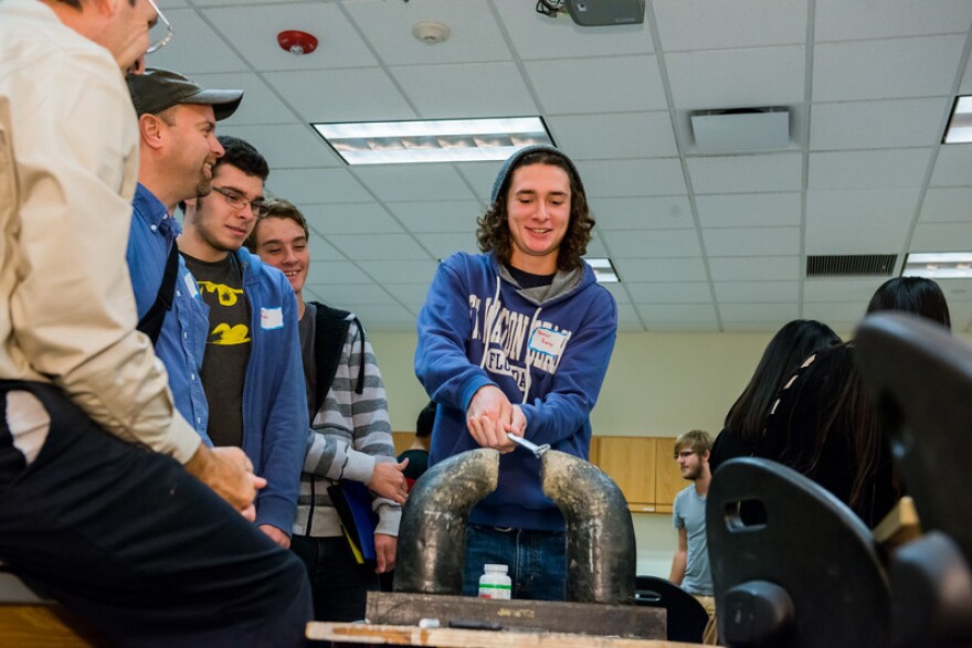 Cooper students (from left) Spencer Raney, Zach Blish and Bailey Reynolds were offered a Physics Day at TAMU-C.