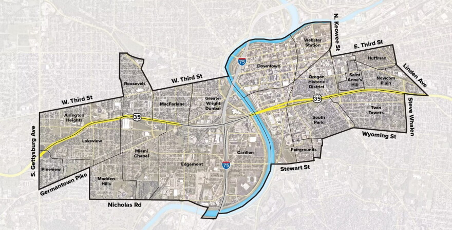 A map of the U.S. 35 study area.