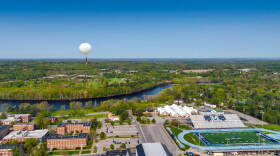 A balloon launched by members of the University of Maine High Altitude Ballooning Program over Orono.