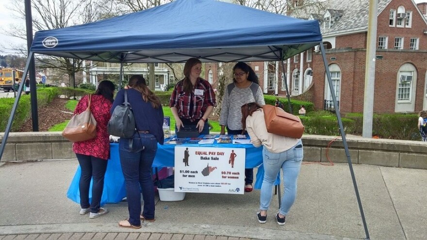 The sale raised a couple hundred dollars and some concerns over wage inequity in West Virginia especially. Organizers said they received some heckles, but mostly experienced positive feedback throughout Unequal Pay Day. Proceeds will go to the WVU Council
