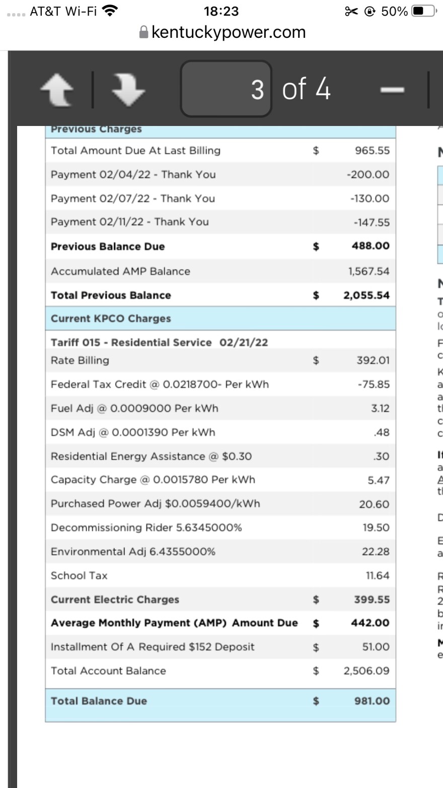 Sheena Larsen's electric bill.