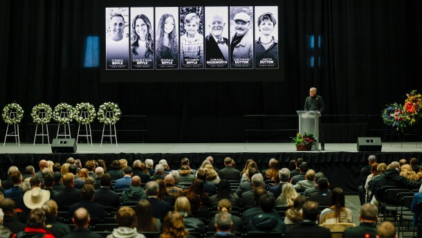 Chaplain Billy Mauldin speaks during the NASCAR Plane Crash Memorial memorial in Charlotte, N.C., Friday, Jan. 16, 2026.