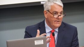Andy Zay, then the chair of the Indiana Utility Regulatory Commission, leads a daylong utility affordability hearing on March 24, 2026, at the IURC’s downtown Indianapolis headquarters.
