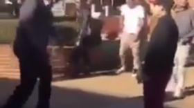 A screenshot from a video showing a fight at Capitol Hill High Scholl that led to the arrest of five students.