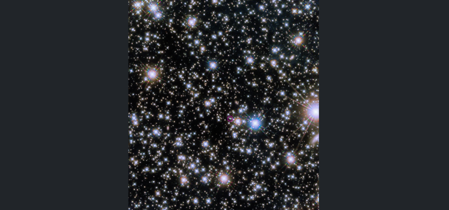 The Hubble Space Telescope’s Wide Field Camera 3 revealed the infrared afterglow (circled) of the BOAT GRB and its host galaxy, seen nearly edge-on as a sliver of light extending to upper left from the burst. This composite incorporates images taken on Nov. 8 and Dec. 4, 2022, one and two months after the eruption. Given its brightness, the burst’s afterglow may remain detectable by telescopes for several years. The picture combines three near-infrared images taken each day at wavelengths from 1 to 1.5 microns and is 2.2 arcminutes wide.