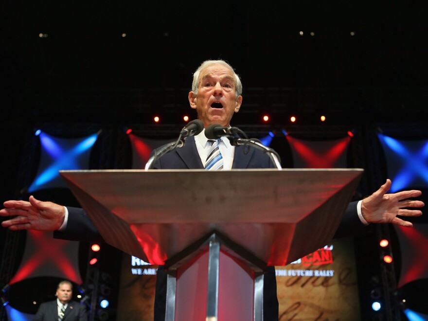 Rep. Ron Paul, R-Texas, speaks at the University of South Florida in Tampa in August.
