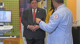 Gov. J.B. Pritzker visited OSF HealthCare's Jump Simulation Center on Feb. 25 to discuss how broadband internet can bring telehealth to rural communities.