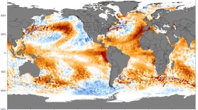 The U.S. West Coast is one of the few areas on earth where ocean temperatures are cooler than normal this spring.