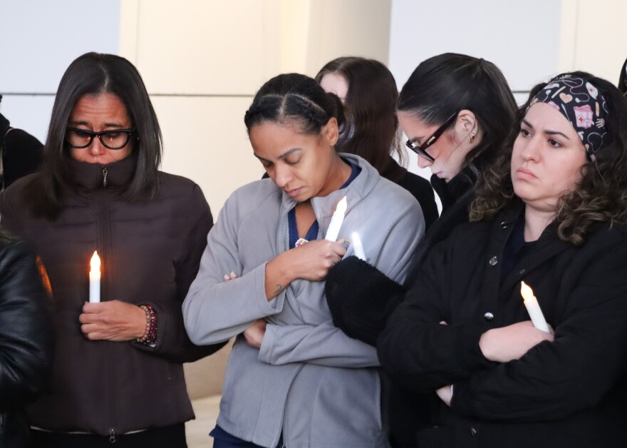 About 60 people, including VA hospital employees, gathered in front of the medical center in Lake Nona to remember Pretti.