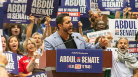 U.S. Senate Democratic candidate Abdul El-Sayed speaks to voters and supporters during rally at the Lansing Convention Center on July 19, 2026.