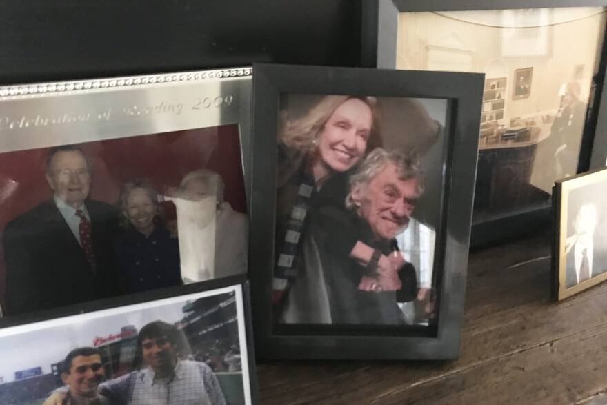 A photograph of Doris Kearns Goodwin with her husband Richard in their home. (Robin Young/Here & Now)