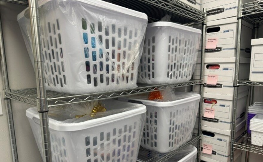 Sarah uses laundry baskets for each patient because they have to do their own laundry during chemotherapy