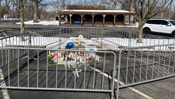 A memorial to 17-year-old Bryan Ramirez Gomez at High Dive Park Pavilion in Elkhart.