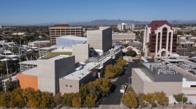 Aerial skyline view of downtown Mesa