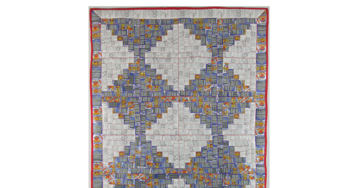 Ohio artist stitched her father-in-law's lottery ticket stubs into a quilt with a message