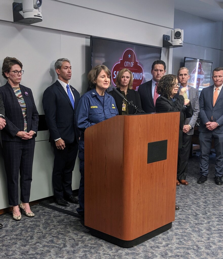 Capt. Jennifer McQuiston with the CDC briefs the press.