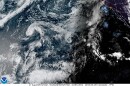 This satellite image shows Tropical Storm Lala west of the Hawaiian Islands on Sunday afternoon, Aug. 16, 2026.