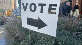 Voters line up at the Zeidler Municipal Building in downtown Milwaukee.