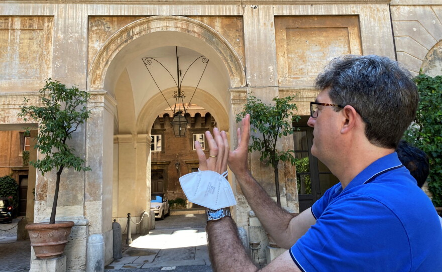 UA Rome Center Director, Francesco Bedeschi, gives a tour of the center located in the Palazzo Taverna.