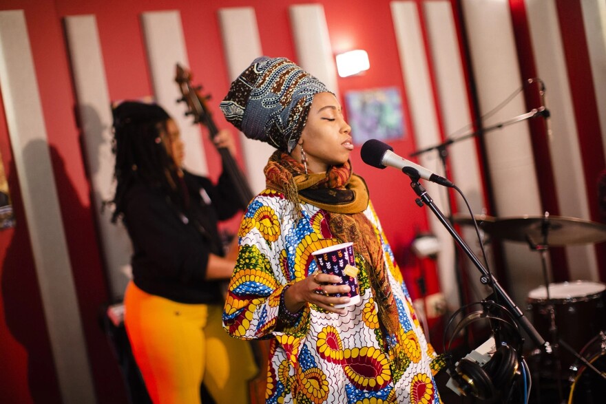 Jazzmeia Horn in the KNKX Studios in 2018.