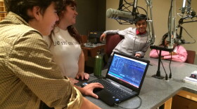 Recording the "Guess That Sound" game in the KUOW studios