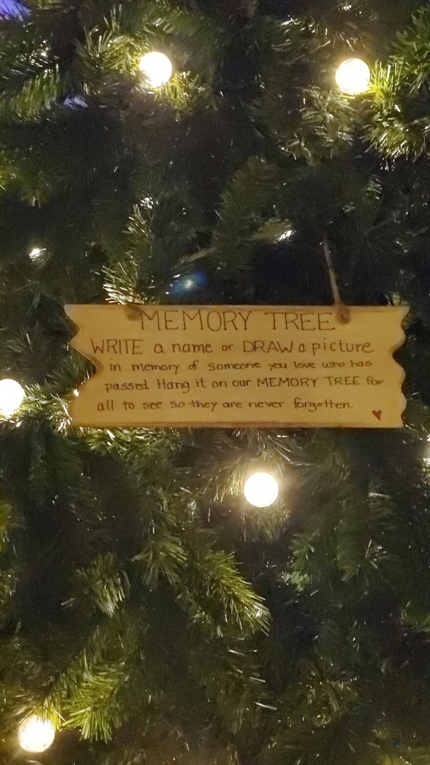 Maya Robinson-Napier's "memory tree" features handmade ornaments commemorating those the family has lost this year as well as blank ornaments for neighbors and strangers to add.