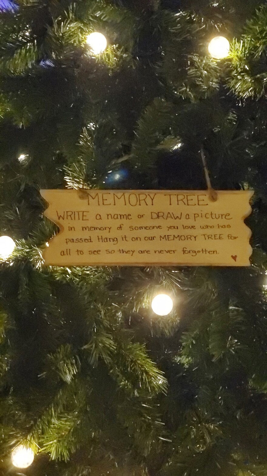 Maya Robinson-Napier's "memory tree" features  handmade ornaments commemorating those the family has lost this year as well as blank ornaments for neighbors and strangers to add.